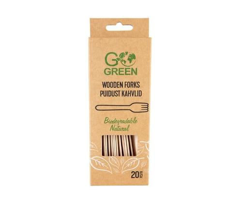 GO GREEN Puidust kahvlid 20tk (biolagunevad)