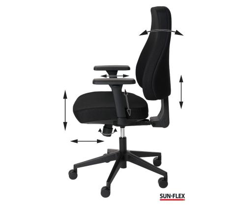 Töötool SUN-FLEX MB 250405, 4D regul.käetoed  must kangas+must jalarist