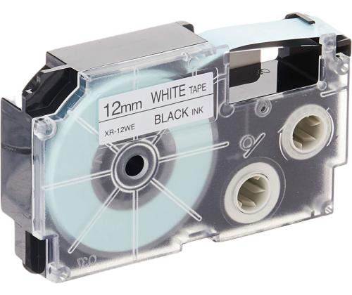 Trükilint Casio XR-12WE 12mm x 8m must/valgel analoog