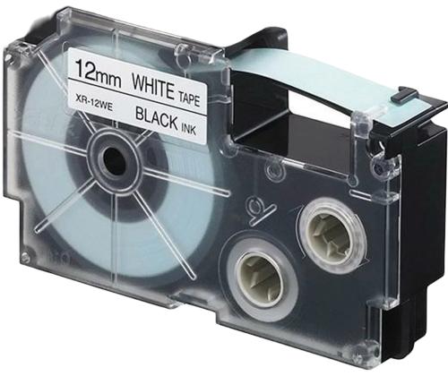 Trükilint Casio XR-12WE 12mm x 8m must/valgel analoog