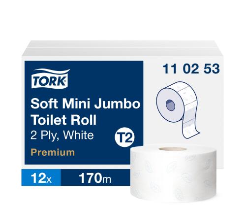 Tualettpaber, 2-kihiline, TORK Premium Mini Jumbo Soft T2 170m (110253)