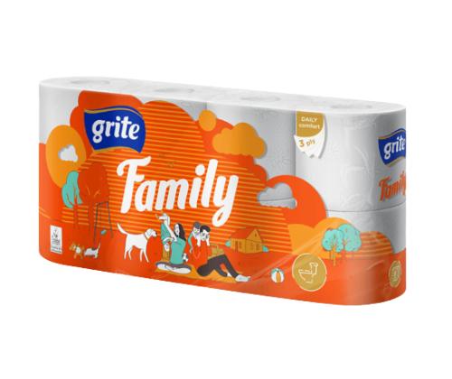 Tualettpaber, 3-kihiline, GRITE Family, 8rl