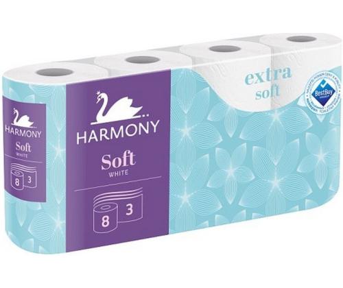 Tualettpaber HARMONY Soft 8 rl (3 kihiline, valge)