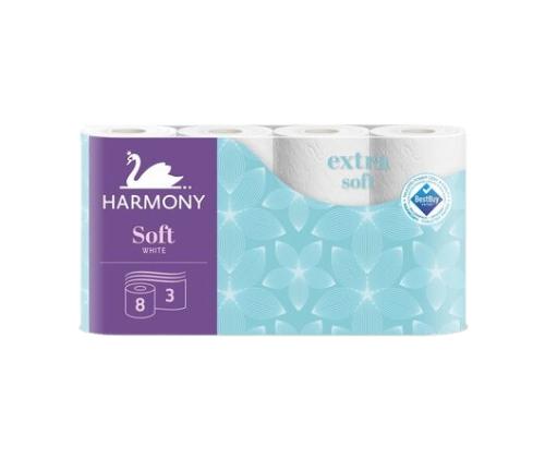 Tualettpaber HARMONY Soft 8 rl (3 kihiline, valge)