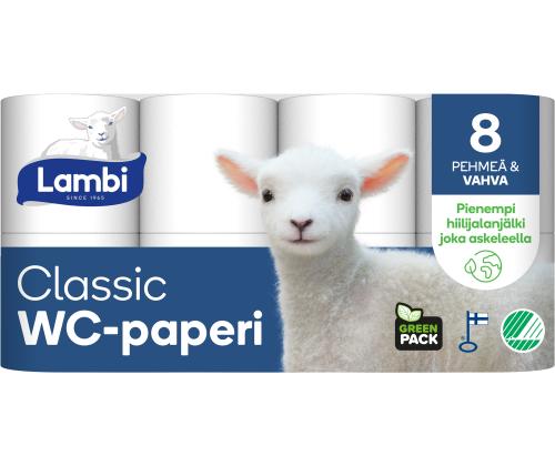 Tualettpaber LAMBI 8rl pakis 3-kihiline lumivalge