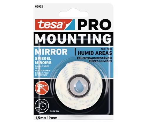 Vahtteip kahepoolne 19mm x 1,5m TESA Pro Mirror niiskuskindel