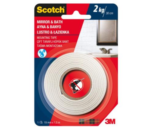 Vahtteip 19mm x 1,5m kahepoolne niisketes ruumides SCOTCH 4003MCE Mirror