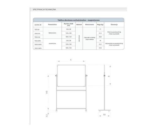 Valge tahvel ratastel kahepoolne  2x3 1800x1200mm valgevalge ümber telje pöörlev lakitud pinnakattega