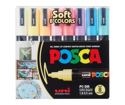 Värvimarker UNI Posca PC-5M pastellvärvid 8tk komplekt
