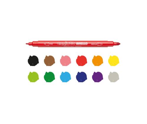 Viltpliiatsid CARIOCA Birello kahe otsaga 12 värvi