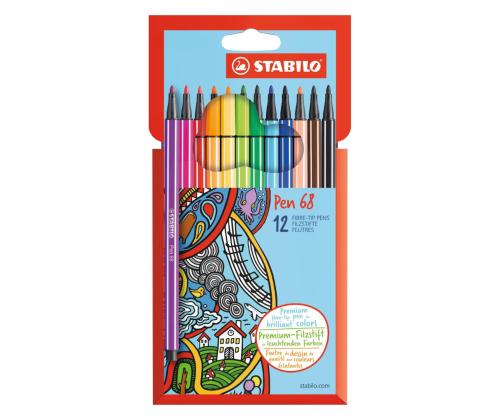 Viltpliiatsid STABILO Pen 68 12 värvi pakis