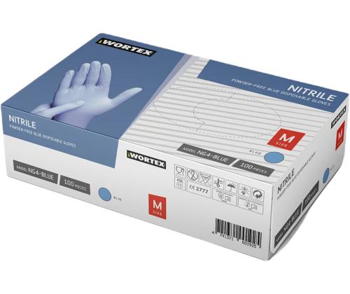 Nitriilkindad WORTEX puudrita M 100tk (sinine)