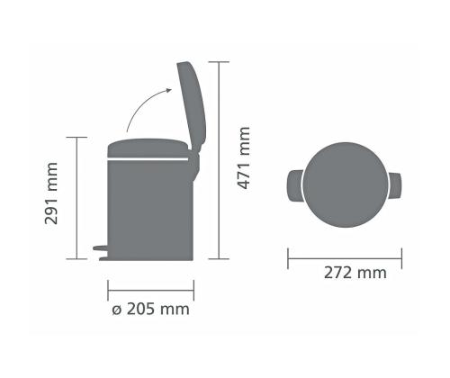 Prügikast 5L pedaaliga BRABANTIA NewIcon must