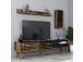 TV laud Valensiya - Walnut, Black, Marble