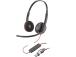 Poly Blackwire 3220 Stereo Wired Headset, USB-C, USB-C/A Adapter, Black