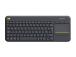 Logitech K400 Plus Touch Wireless Keyboard, RF Wireless, US, Black