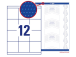 Kleebisetikett AVERY Zweckform 70x67,7mm 12 lehel 100 lehte (3661)