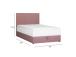 Kontinentaalvoodi LEVI 120x200cm, madratsiga, roosa, 123x210xH114,5cm