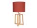 Laualamp WOODEN H44,5cm, kuppel: punane, jalg: naturaalne puit