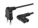 Hama Power Cord, 2-pin 90°, 3 m, must - Voolukaabel